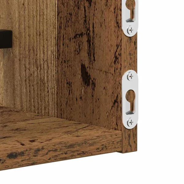 Wandregal 2er Set Altholz 60x16x14 cm Modern Metall Holzwerkstoff